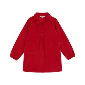 NEW EMILE & IDA girls velour pocket dress in red